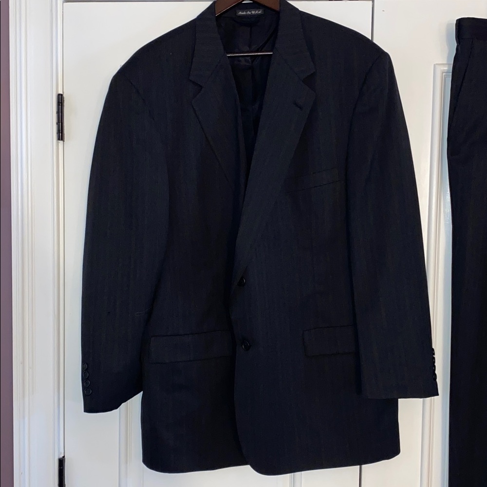 Society Brand Ltd Classic Dark Gray Striped Suit - comparable to an XXL.